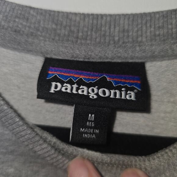 Patagonia Sweatshirt Men’s M Gray Flying Fish Organic Cotton Blend Crewneck - Picture 8 of 9
